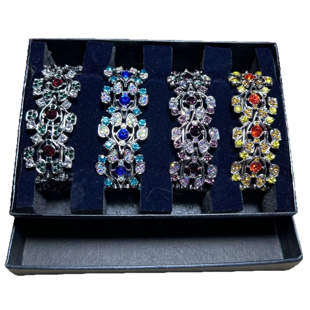 Danbury Mint Seasonal Sensations Colorful Rhinestone Stretch Bracelets Set of 4